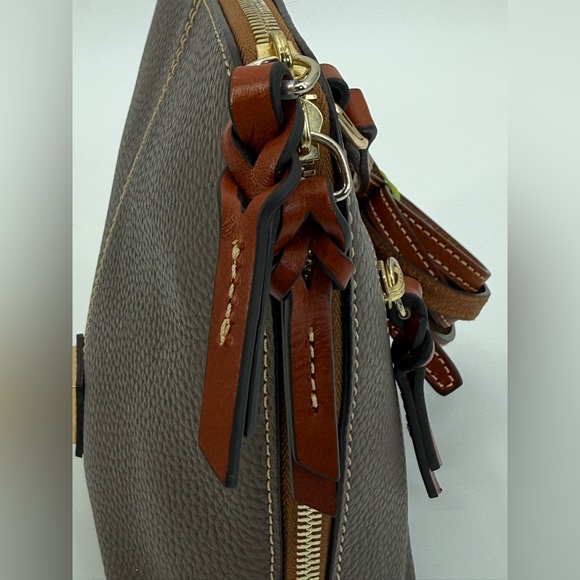 Dooney & Bourke Trixie Brown Pebbled Leather Dome Crossbody Brown Bag - Picture 13 of 16